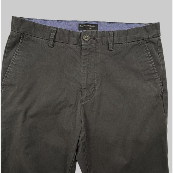 Banana Republic Mason Chino Pants Flint Grey Flat Front Preppy Cotton 32x34 - Picture 3 of 14